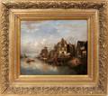 042068 A BERTSAND OIL ON CANVAS HARBOR SCENE