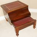 091211 EDWARDIAN MAHOGANY  TOOLED LEATHER BED STEPS