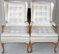 091199 QUEEN ANNE STYLE SILKUPHOLSTERED ARMCHAIRS