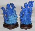 090143 CHINESE LAPIS FIGURES PRIEST  PRIESTESS