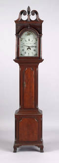 Easton Pennsylvania Chippendale cherry and tiger maple tall case clock ca 1800