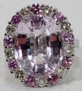 072098 1CT GENUINE OVAL PINK KUNZITE  DIAMOND RING