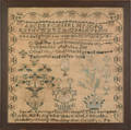 Hollidaysburg Huntingdon County Pennsylvania silk on linen sampler dated 1834 wrought by Sarah Livingston