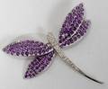 070085 14K GOLD AMETHYST  DIAMOND DRAGONFLY PIN