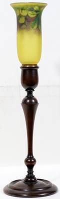 062083 PAIRPOINT GLASS  WALNUT CANDLESTICK