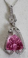 060153 14K GOLD PINK AMETHYST  DIAMOND NECKLACE