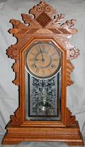 052169 ANSONIA CLOCK CARVED WALNUT MANTLE CLOCK
