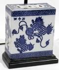 052153 CHINESE BLUE  WHITE PORCELAIN SCENT JAR LAMP
