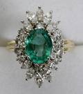 052126 2CT EMERALD  18CT DIAMOND MARQUISE CUT RING