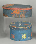 Two wallpaper covered boxes mid 19th c