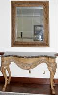 042104 TUSCANY FINISH PINE  MARBLE CONSOLE  MIRROR