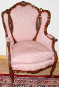 091254 LOUIS XV STYLE WALNUT WINGBACK CHAIR C1930