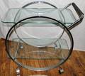 090228 ART DECO CHROME  GLASS DESIGN TEA CART