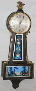 090225 NEW HAVEN BANJO CLOCK GLASS TABLETS H25 W9