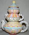 090211 MACKENZIECHILDS POTTERY STACKABLE TEA SET