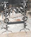 081260 WROUGHT IRON MAGNUM ANDIRONS 19TH C PAIR