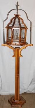 080148 INLAID FRUITWOOD BIRDCAGE ON PEDESTAL STAND