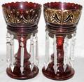 072147 BOHEMIAN RUBY CRYSTAL LUSTRES PAIR H13