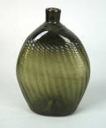 New England olive amber glass Pitkin flask ca 1790