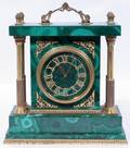 072143 MALACHITE  BRONZE SMALL BRACKET CLOCK