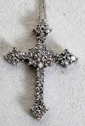 070103 14K WHITE GOLD CHAIN  DIAMOND GOTHIC CROSS