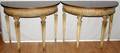 062146 HEPPLEWHITE STYLE DEMI LUNE CONSOLE TABLES