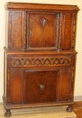 060239 TUDOR STYLE HAND CARVED OAK CUPBOARD C1920
