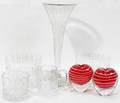 060237 CRYSTAL ICE CREAM BOWLS CREAMER CANDLESTICKS