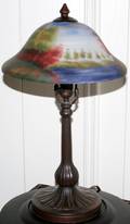 060215 REVERSEPAINTED GLASS  BRONZE TABLE LAMP