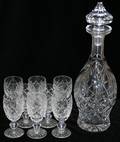 091306 WATERFORD CRYSTAL WINE GLASSES  DECANTER