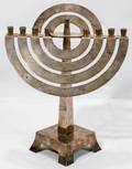 082176 ART DECO SILVER PLATE HANUKAH LAMP H103