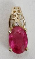 080216 14K YELLOW GOLD  PINK SAPPHIRE PENDANT