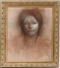 052226 NICHOLAS BUHALIS PENCIL WPASTEL FACE OF LADY