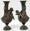 042201 L  F MOREAU FRENCH SPELTER URNS