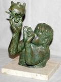 042196 BRONZE SCULPTURE CHILD WPIGGY BANK