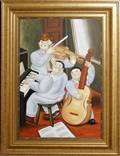 042176 OIL ON CANVAS 36x24 DEPICTS MUSICIANS