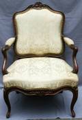 090275 FRENCH CARVED MAHOGANY ARM CHAIR 19TH C