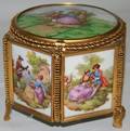 081349 LIMOGES PORCELAIN  GILT METAL MUSIC BOX