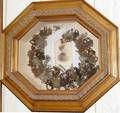 072208 CARVED OAK SHADOWBOX FRAMED HAIR WREATH