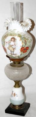 072225 VICTORIAN GLASS PARLOR LAMP 19TH C H215
