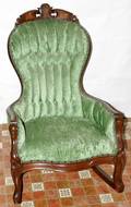 071311 VICTORIAN CARVED WALNUT ROCKING CHAIR C1870