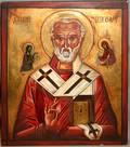 070217 OIL ON BOARD ICON OF ST NICHOLAS 19TH C