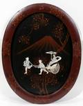062236 CHINESE LACQUERED PLAQUE RICKSHAW COOLIES