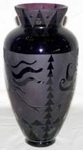 061331 CONTEMPORARY ACIDCUT AMETHYST ART GLASS VASE
