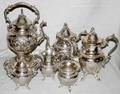 061299 HANDCHASED SILVERPLATE TEA  COFFEE SET