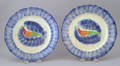 Two blue spatter plates 19th c