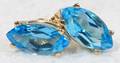 060309 3CT BLUE TOPAZ  14K YELLOW GOLD EARRINGS