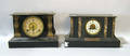 Two enameled iron mantle clocks