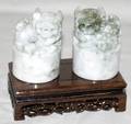 050296 CHINESE JADE FOO DOGS PAIR H28 DIA2