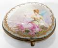 091385 FRENCH STYLE PAINTED PORCELAIN BOX H2 W3
